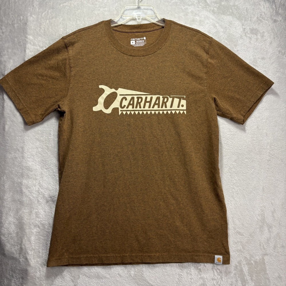 Carhartt Men's Medium Brown Relaxed Fit Saw Logo Outdoor Work T-Shirt